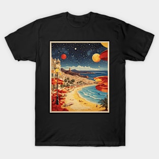 Spain Beach Starry Night Travel Tourism Retro Vintage Art T-Shirt